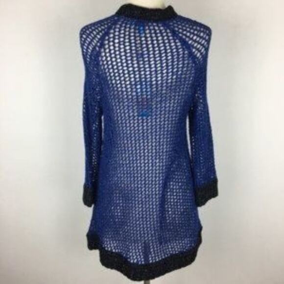 Plenty by Tracy Reese NWT Blue Open Weave Cardigan  Small - Picture 5 of 9